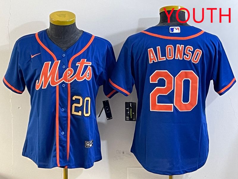 Youth New York Mets #20 Alonso Blue Game Nike 2025 MLB Jersey style 3